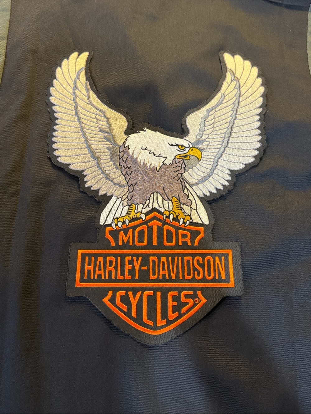 Harley-Davidson Black, White and Orange Eagle Shield Patch Wall Art